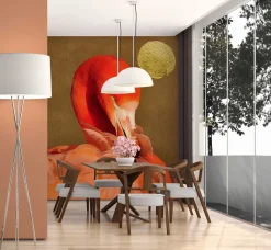 Fototapete Vlies Flamingo Sonne orange gold