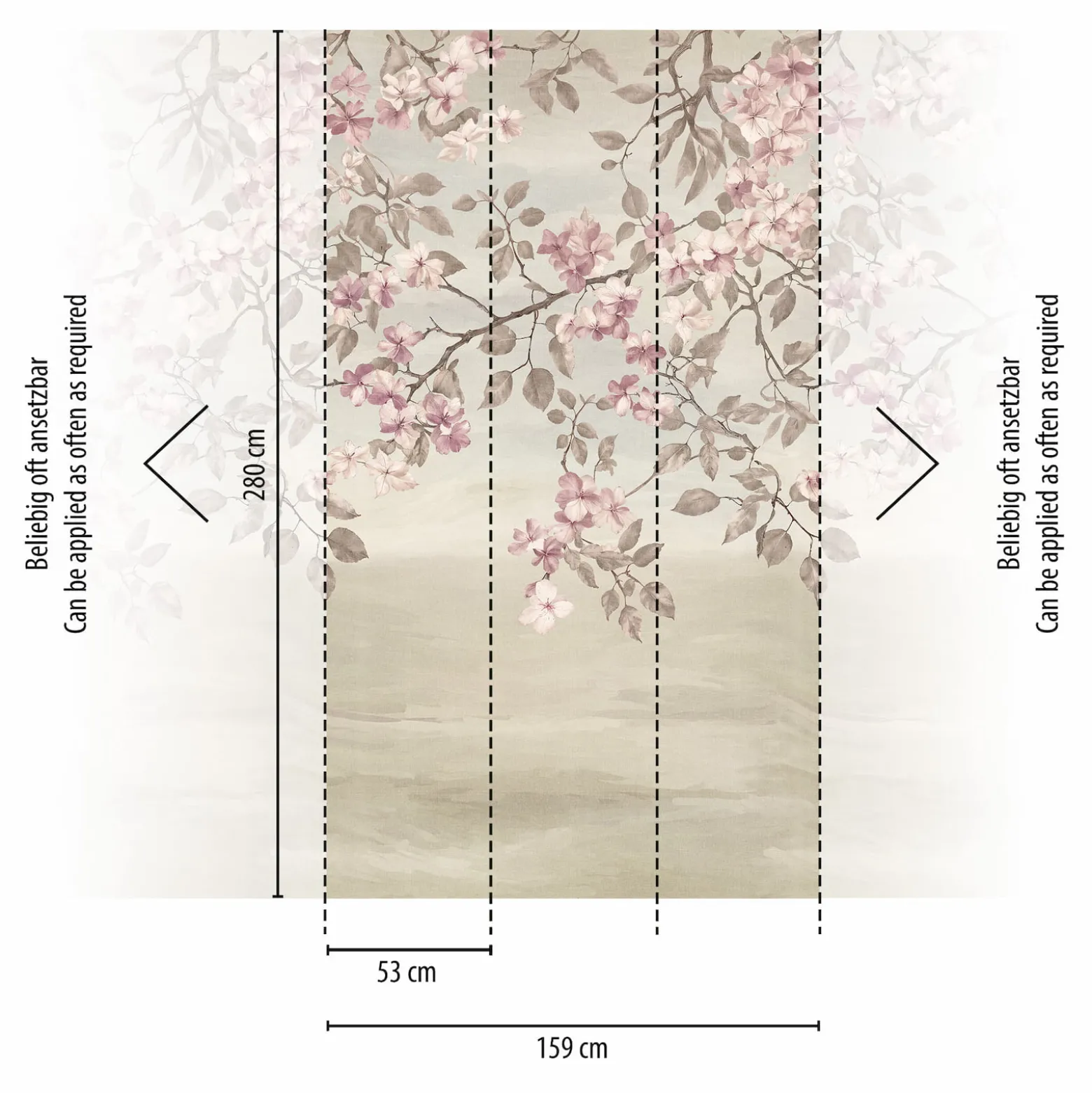 Fototapete Vlies Floral Blumenzweige Beige Rosa 79144-8