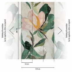 Fototapete Vlies Floral Shabby Blumen Beige Grün 79144-3