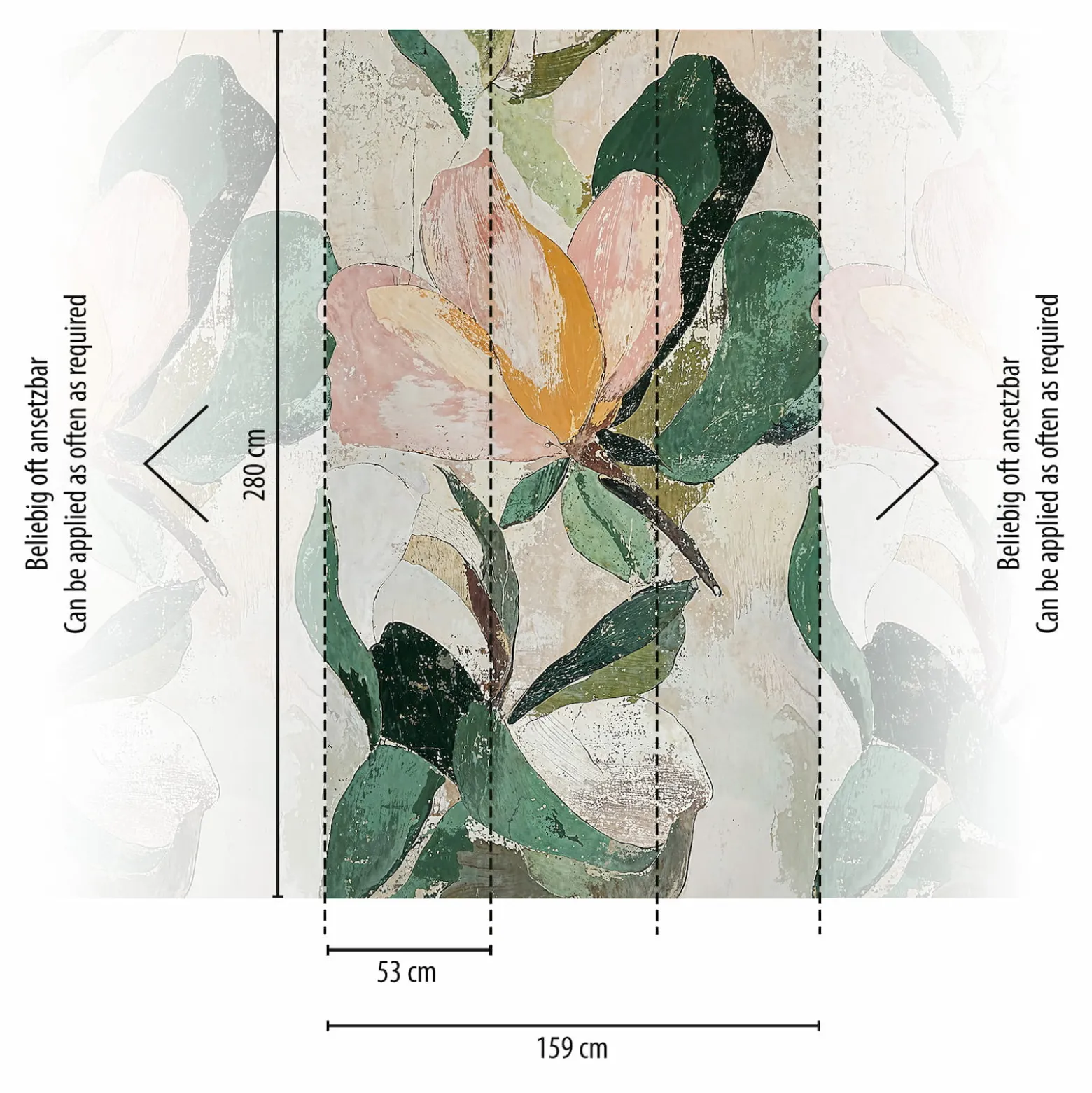 Fototapete Vlies Floral Shabby Blumen Beige Grün 79144-3