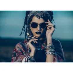 Fototapete Vlies Frau Boheme blau braun grau Premium
