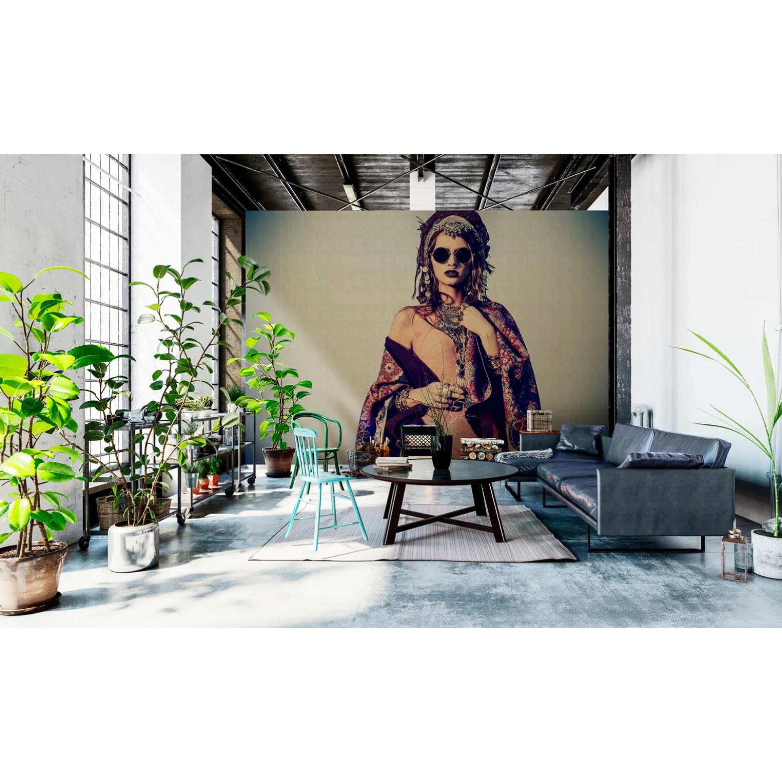 Fototapete Vlies Frau Boheme beige braun rot Premium