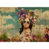 Fototapete Vlies Frau Holz Urlaub beige blau Premium
