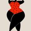 Fototapete Vlies Frau Tanzen Punkte schwarz rot