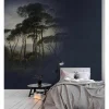 Fototapete Vlies Gemälde Bild Wald dunkelblau Premium