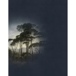 Fototapete Vlies Gemälde Bild Wald dunkelblau Premium