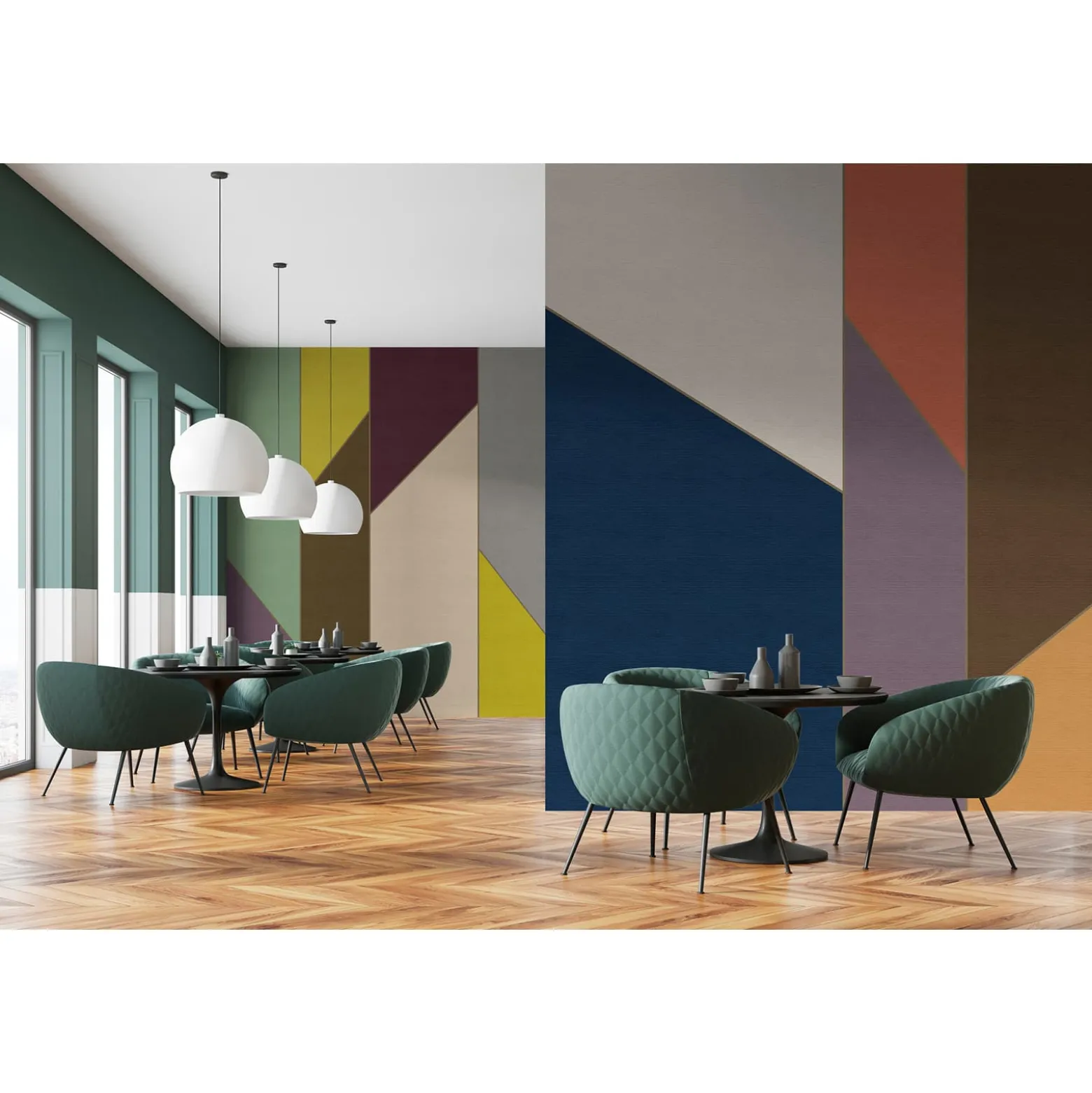 Fototapete Vlies Geometrie Retro Balken bunt Premium