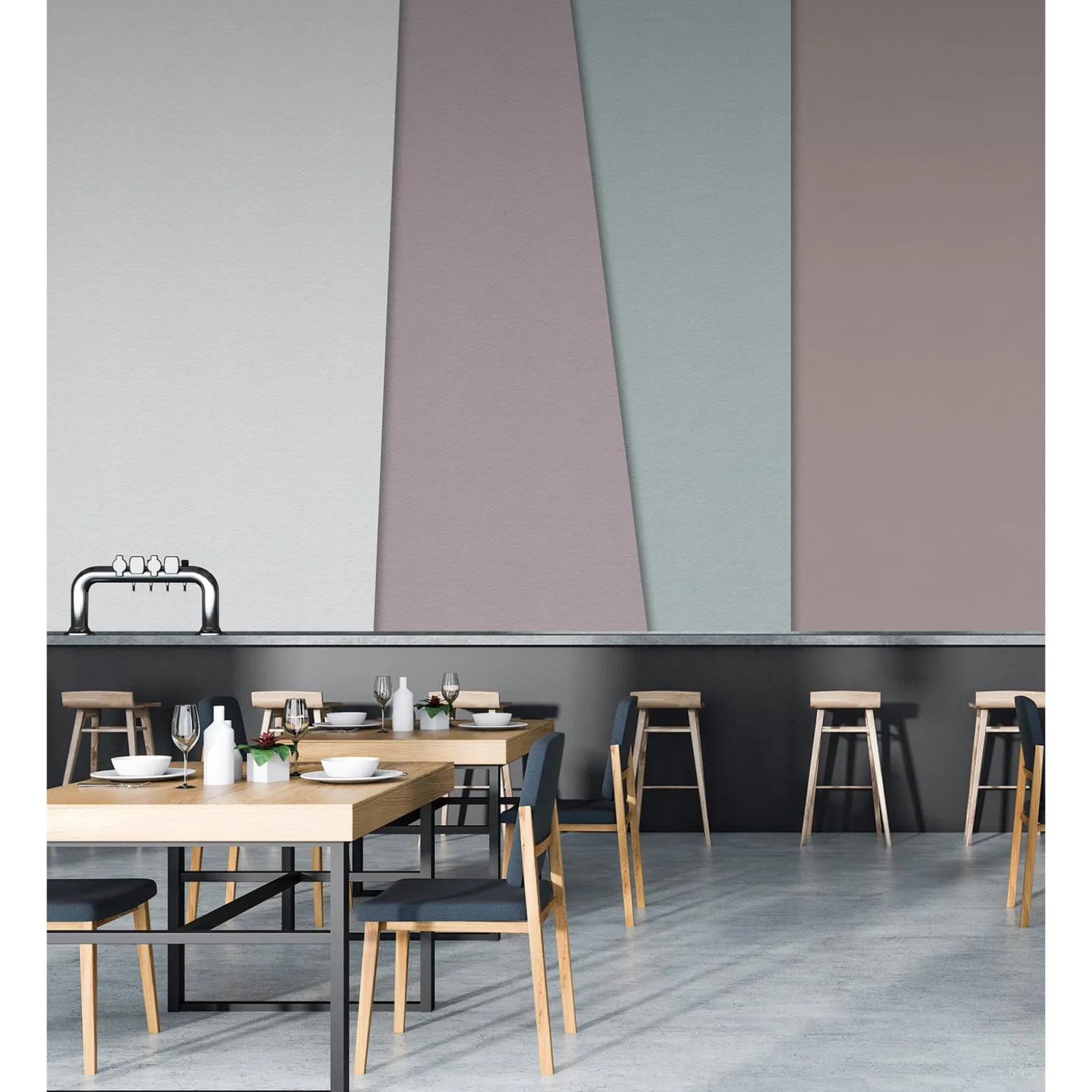 Fototapete Vlies Geometrie Retro blau rosa Premium