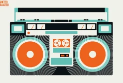 Fototapete Vlies Ghettoblaster Retro orange