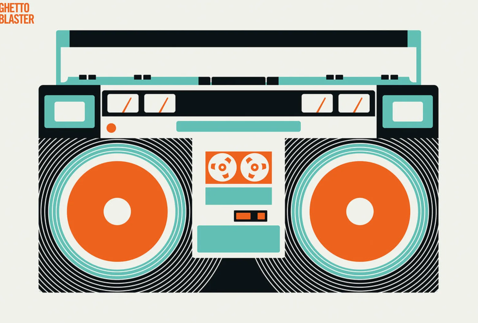 Fototapete Vlies Ghettoblaster Retro orange