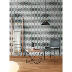 Fototapete Vlies Girlande Retro grün grau weiß Premium