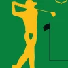 Fototapete Vlies Golfspieler Retro grün gelb
