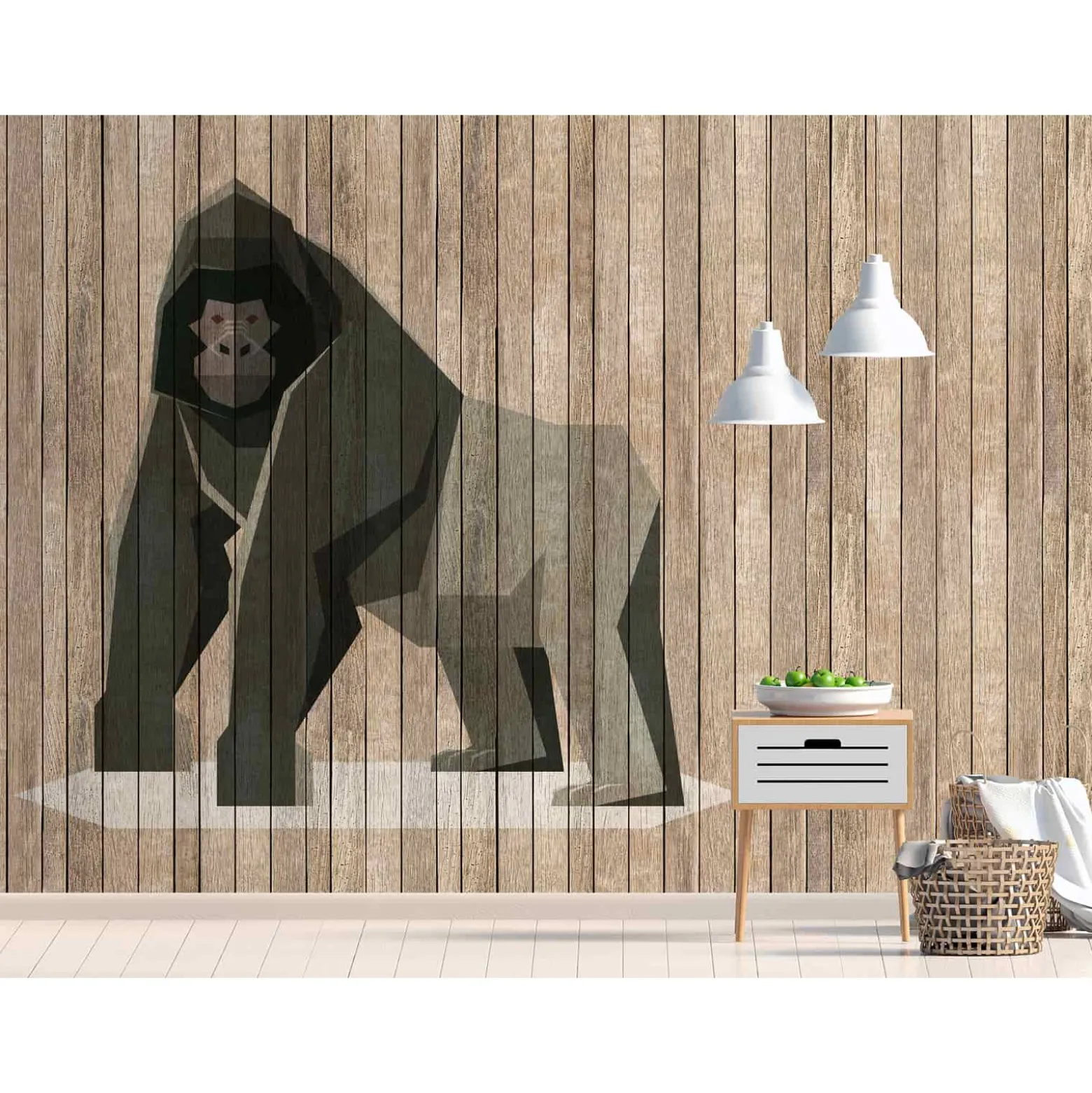 Fototapete Vlies Gorilla Holz-Paneele braun Premium