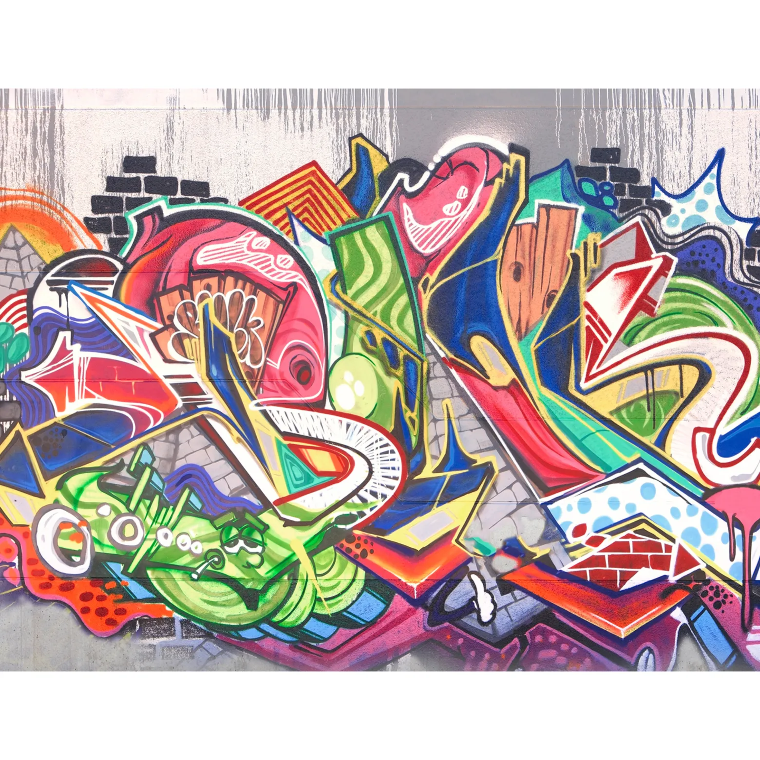 Fototapete Vlies Graffiti Mauer Wand bunt grau