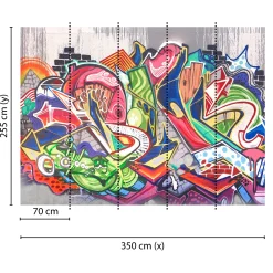 Fototapete Vlies Graffiti Mauer Wand bunt grau