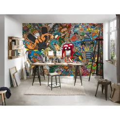 Fototapete Vlies Graffiti Retro Hippie bunt