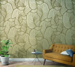 Fototapete Vlies Grafik Blätter Floral beige 47270