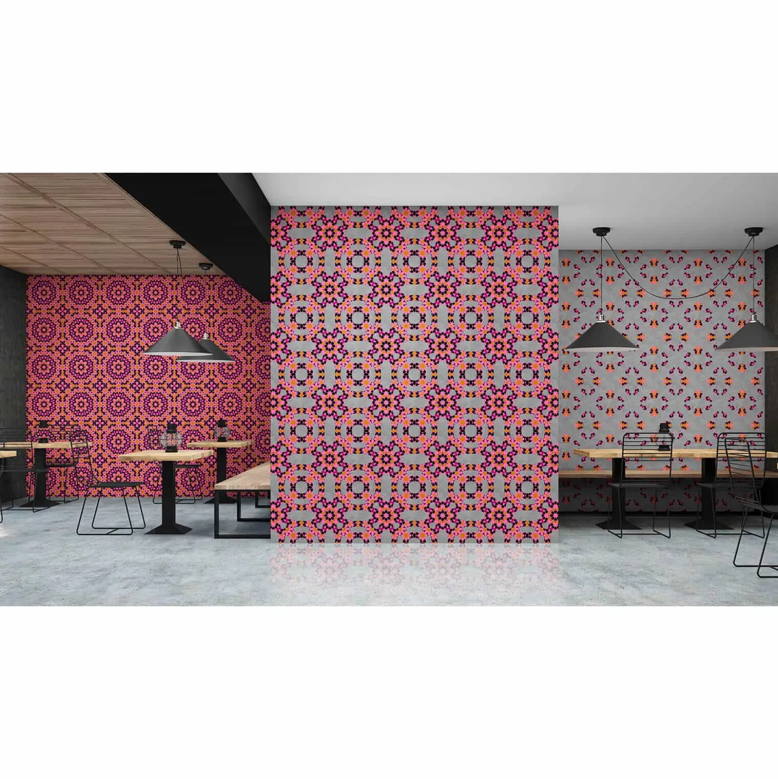 Fototapete Vlies Grafik Kreise Retro pink lila Premium