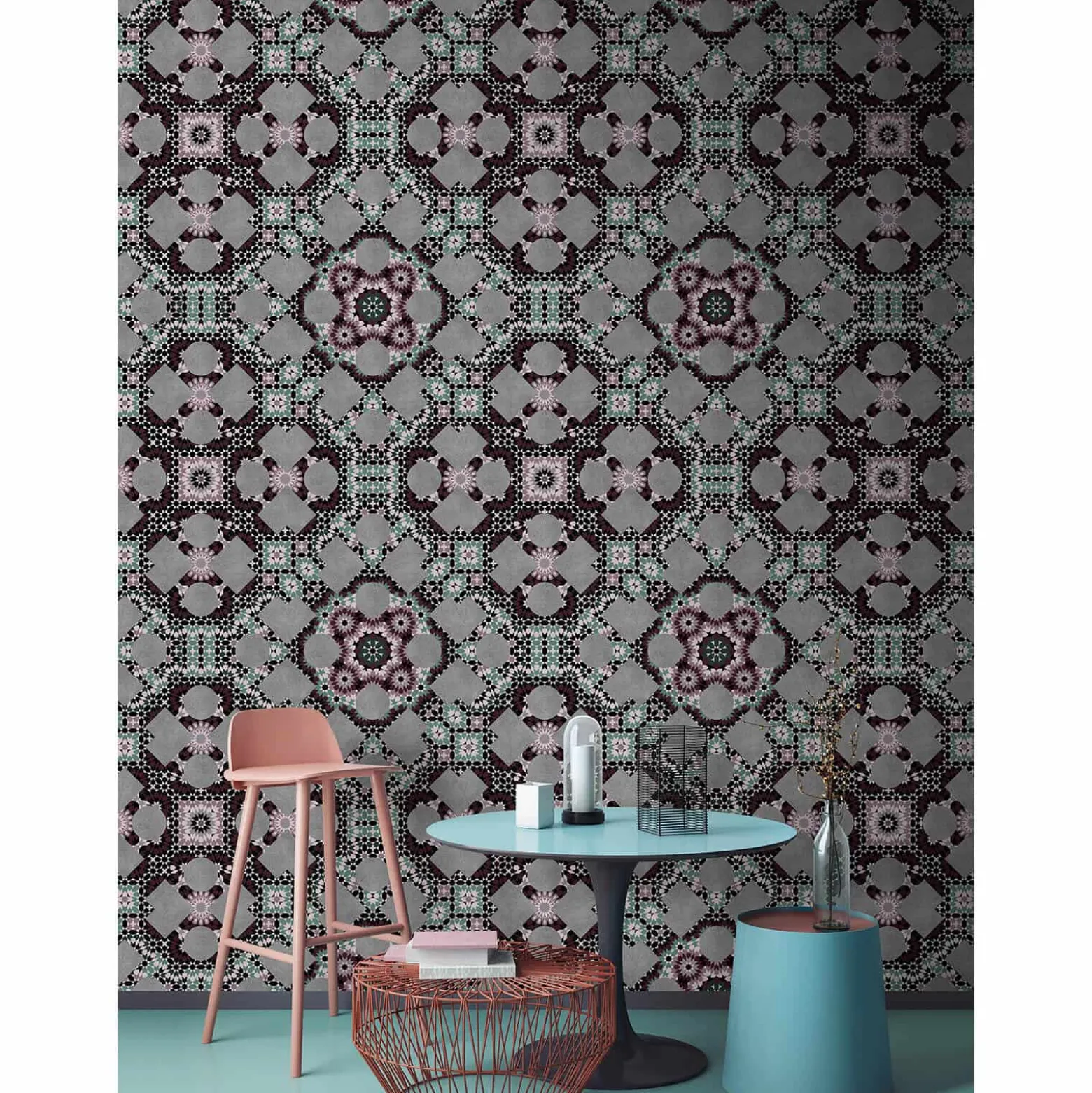 Fototapete Vlies Grafik Kreise 3D grün taupe Premium