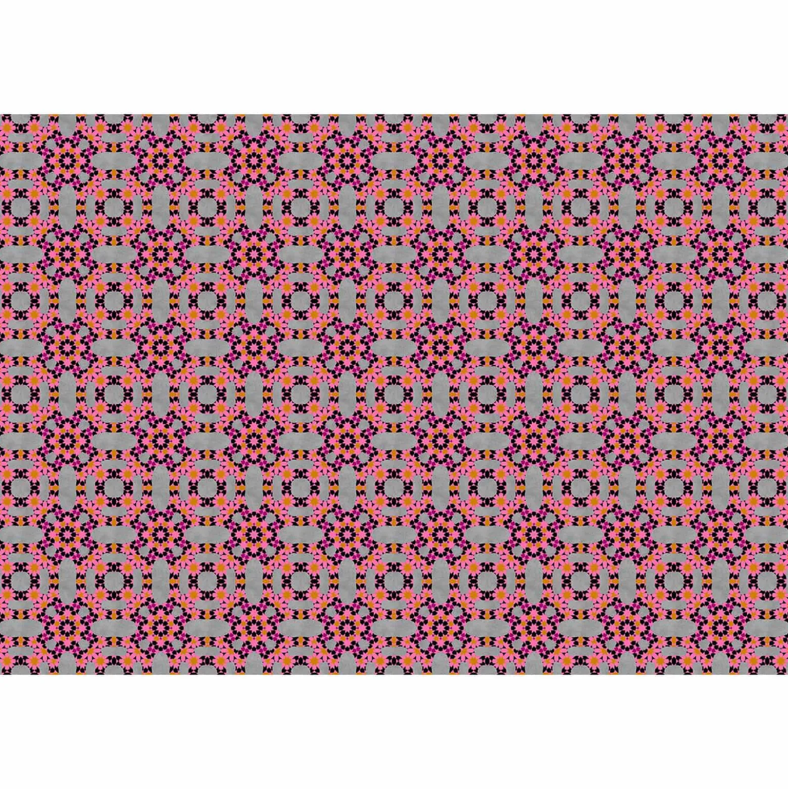 Fototapete Vlies Grafik Kreise Retro grau lila pink