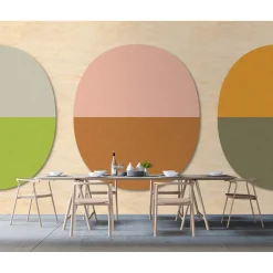 Fototapete Vlies Grafik Oval Holz beige grün Premium