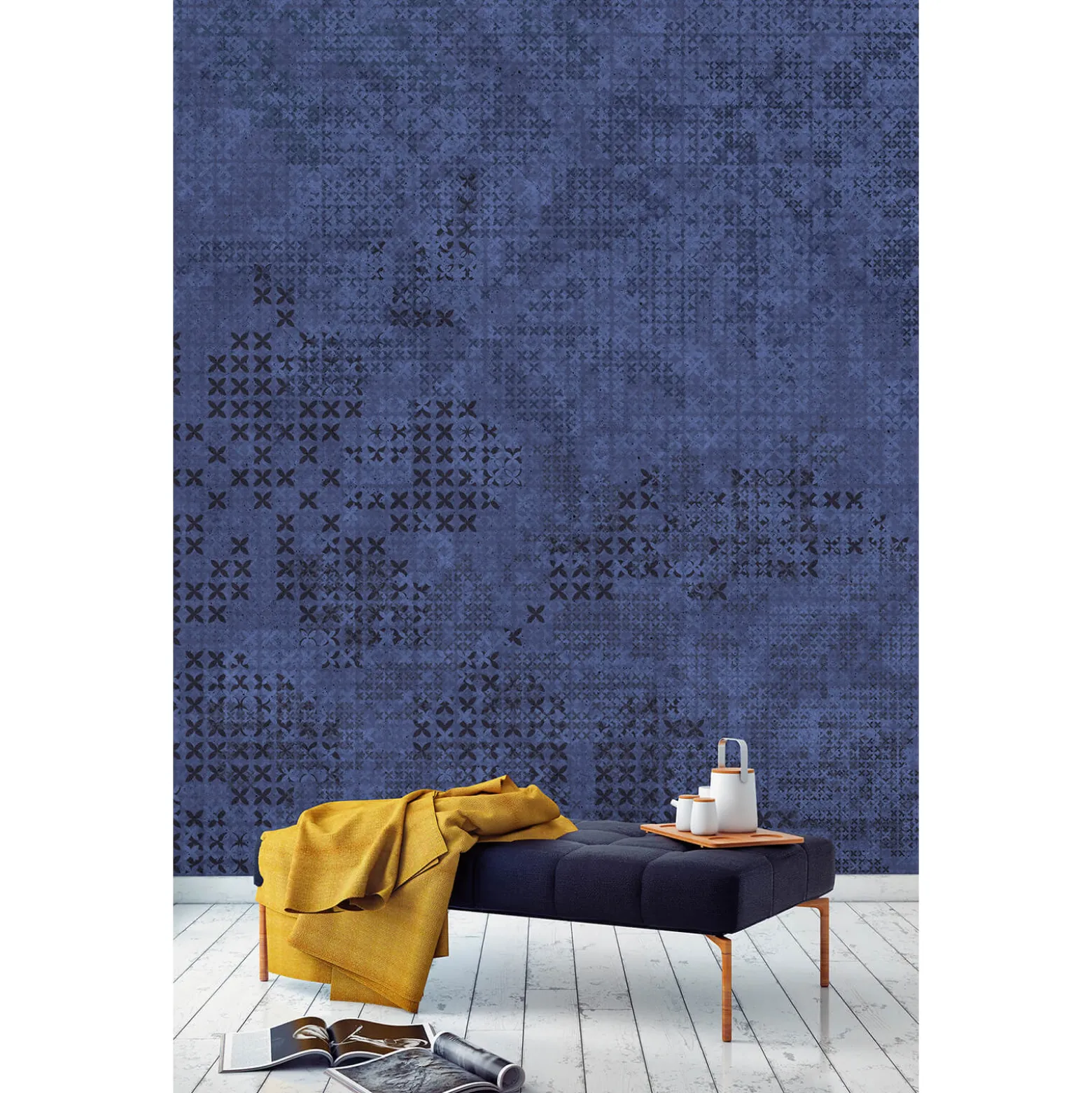 Fototapete Vlies Grafisch Kreuze blau schwarz Premium