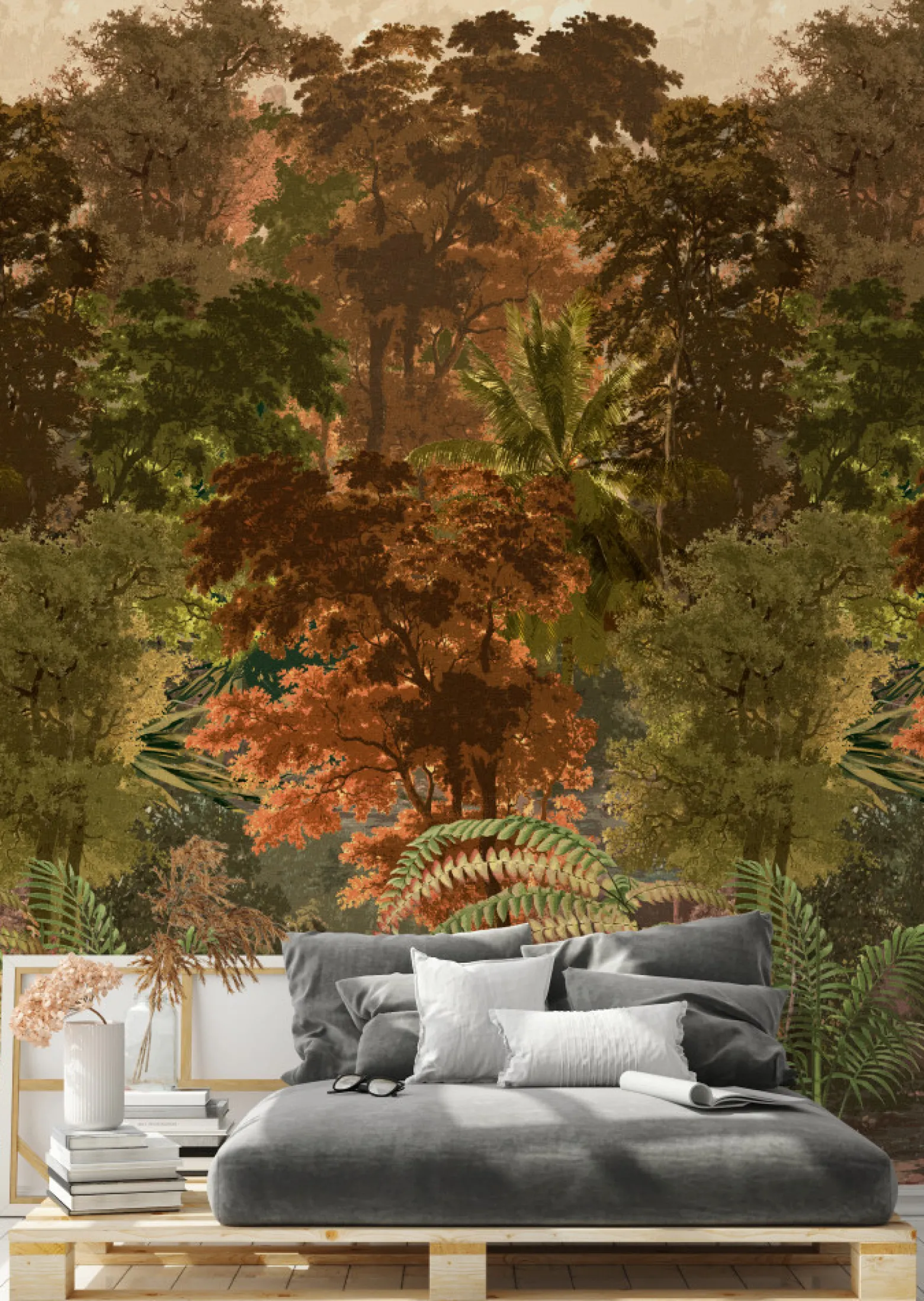 Fototapete Vlies Grandeco Orange Dschungel A51802
