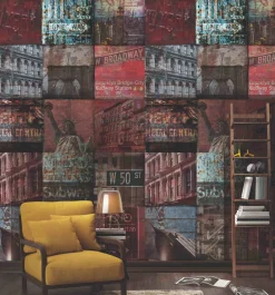 Fototapete Vlies Grandeco Rot Patchwork A40101