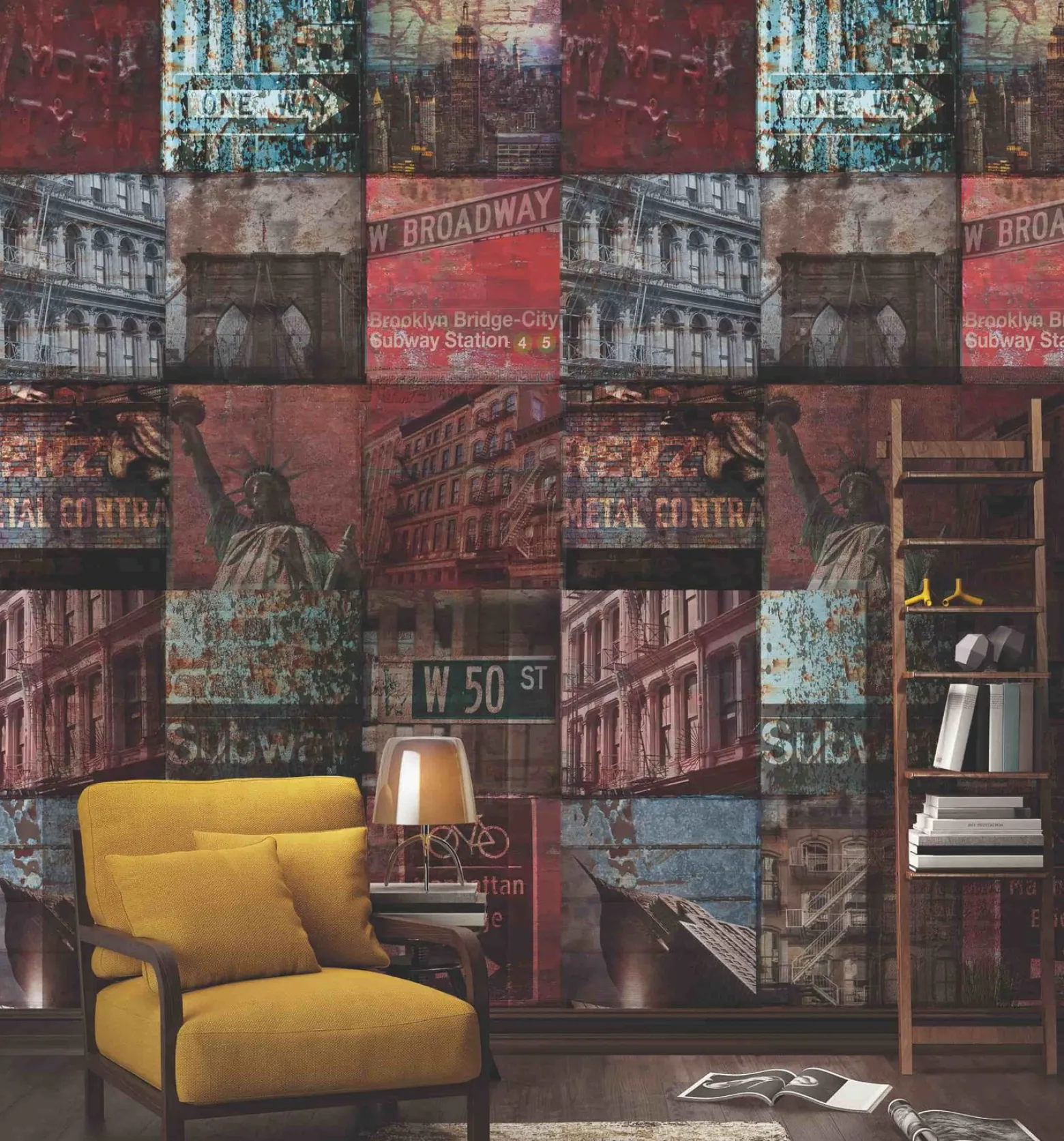 Fototapete Vlies Grandeco Rot Patchwork A40101