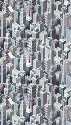 Fototapete Vlies Großstadt 3D Häuser grau blau 38250-1