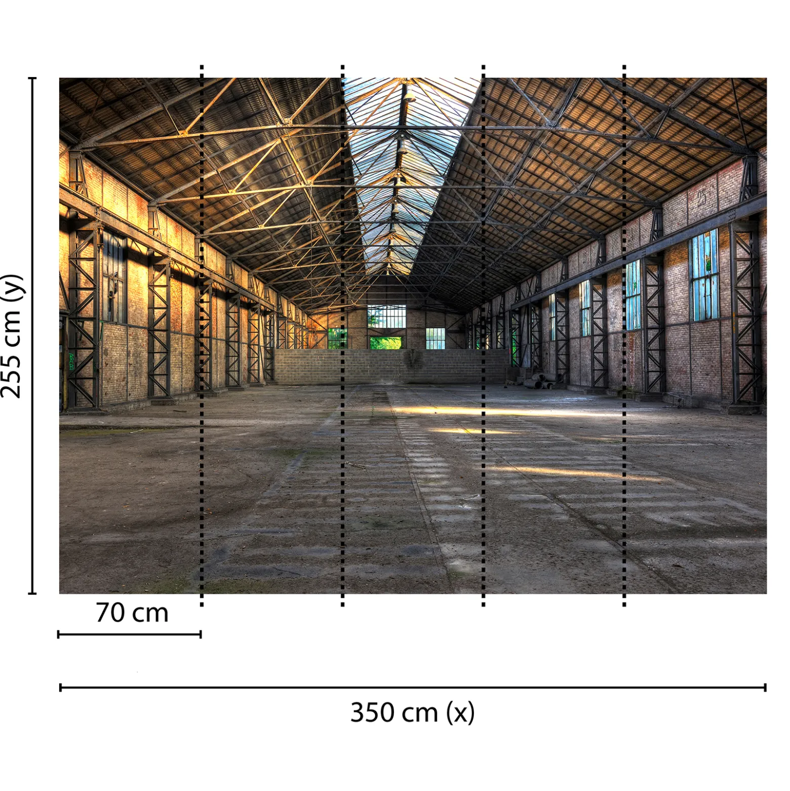 Fototapete Vlies Halle Industrial Steinwand grau braun