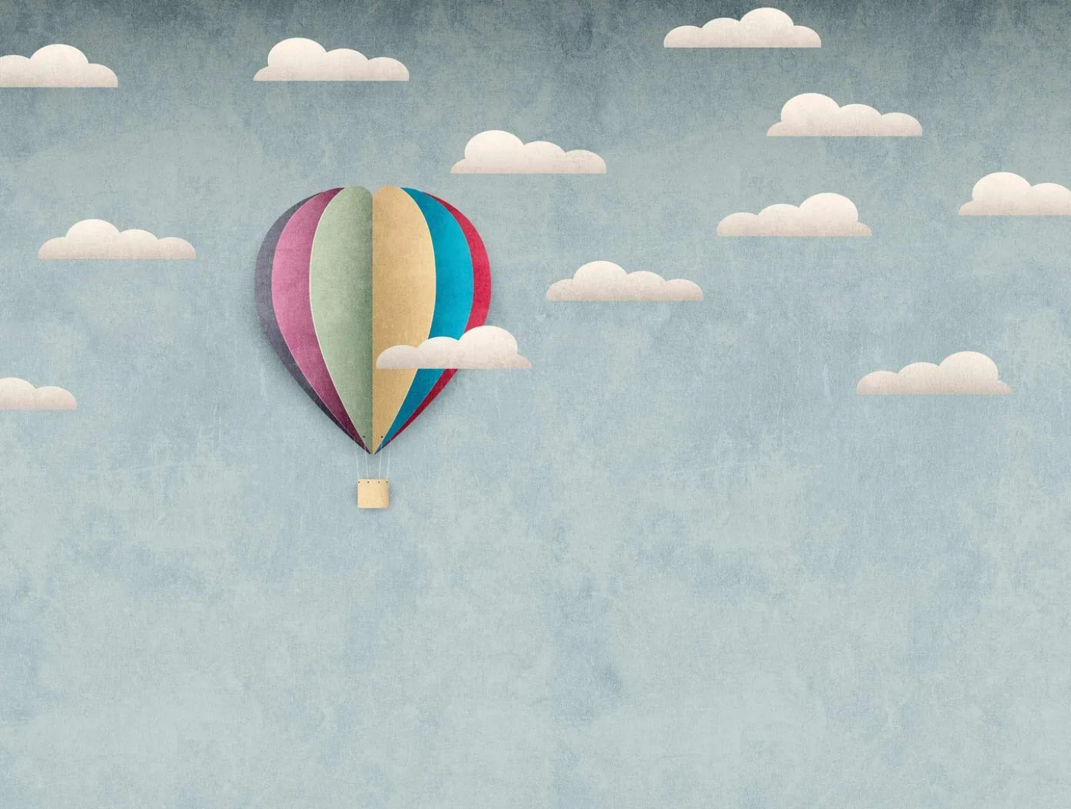 Fototapete Vlies Heißluftballon Wolken blau bunt 38301-1