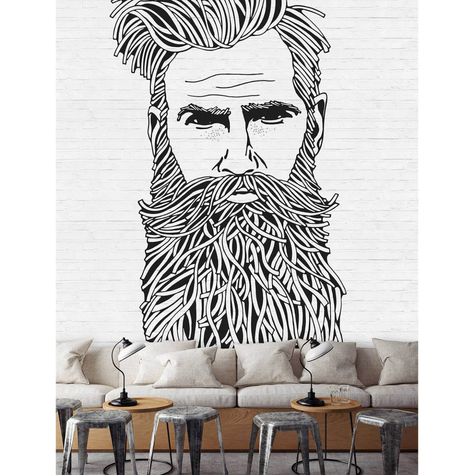 Fototapete Vlies Hipster Mann Steinmauer weiß Premium