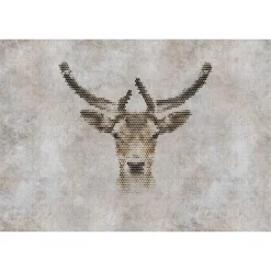 Fototapete Vlies Hirsch Waben grau braun Premium
