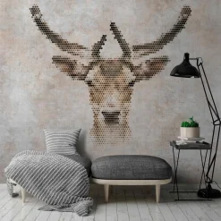 Fototapete Vlies Hirsch Waben grau braun Premium