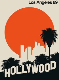 Fototapete Vlies Hollywood Skyline Retro orange