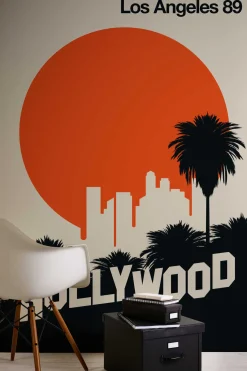 Fototapete Vlies Hollywood Skyline Retro orange