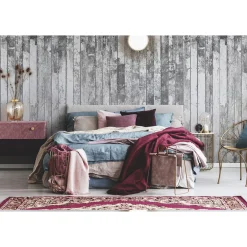 Fototapete Vlies Holz Dielen Vintage grau weiß