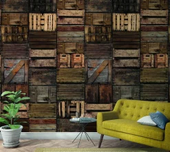 Fototapete Vlies Holz-Kisten Design braun 47211