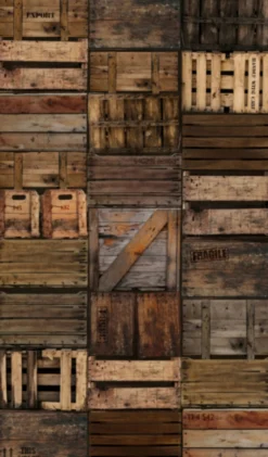 Fototapete Vlies Holz-Kisten Design braun 47211