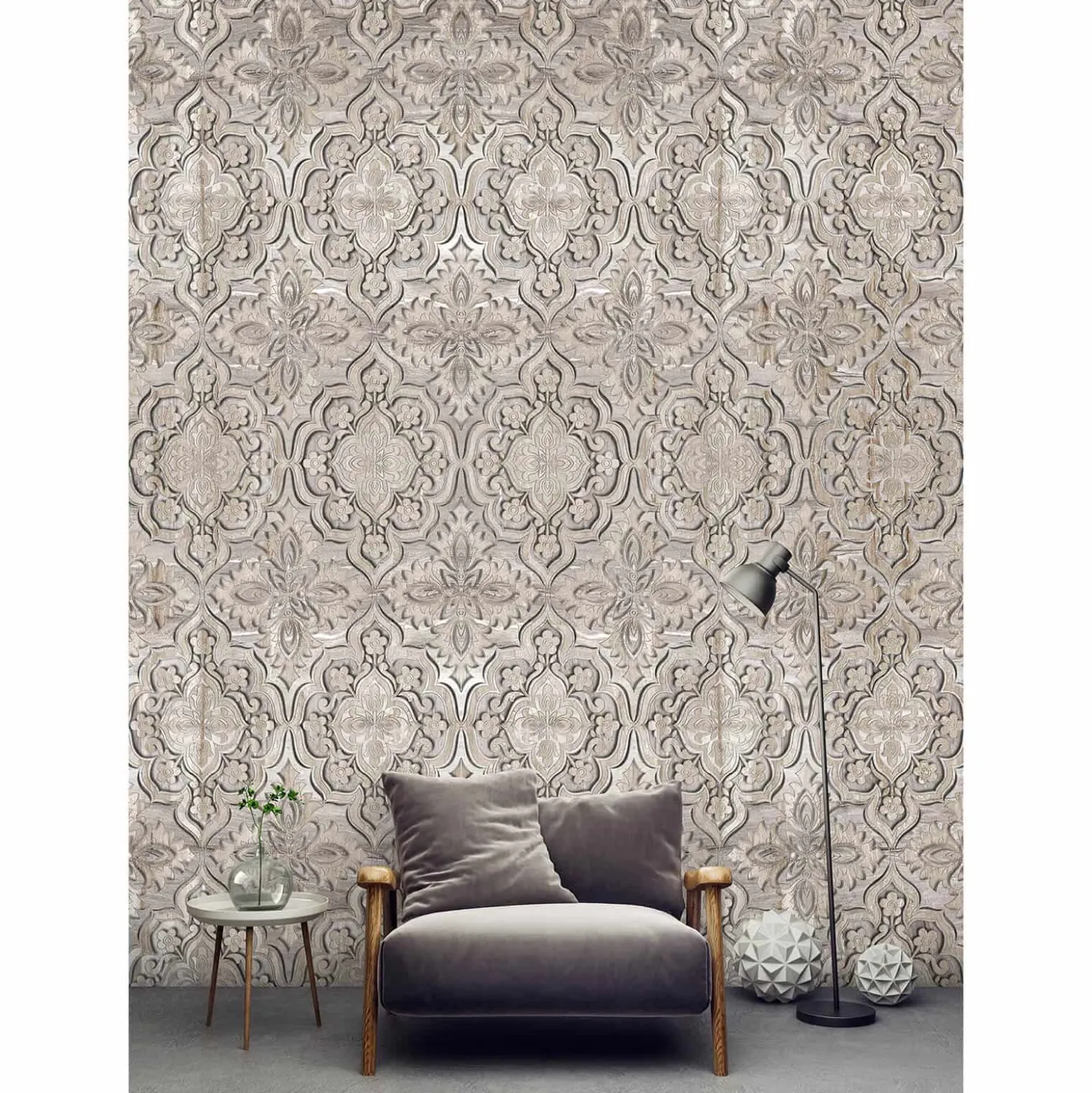 Fototapete Vlies Holz-Ornamente braun-beige Premium