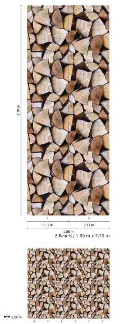 Fototapete Vlies Holz Scheite Stapel braun 47261