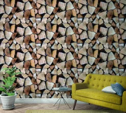 Fototapete Vlies Holz Scheite Stapel braun 47261