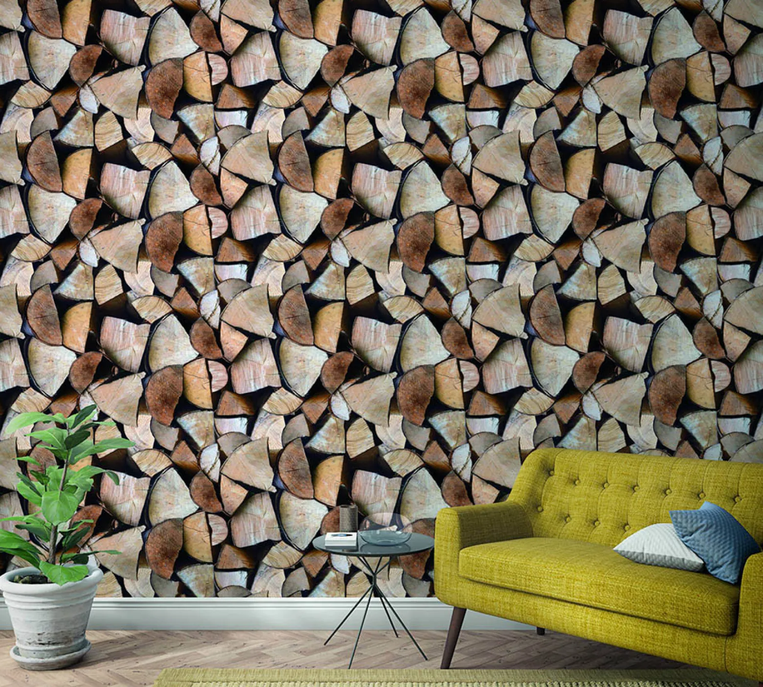 Fototapete Vlies Holz Scheite Stapel braun 47261