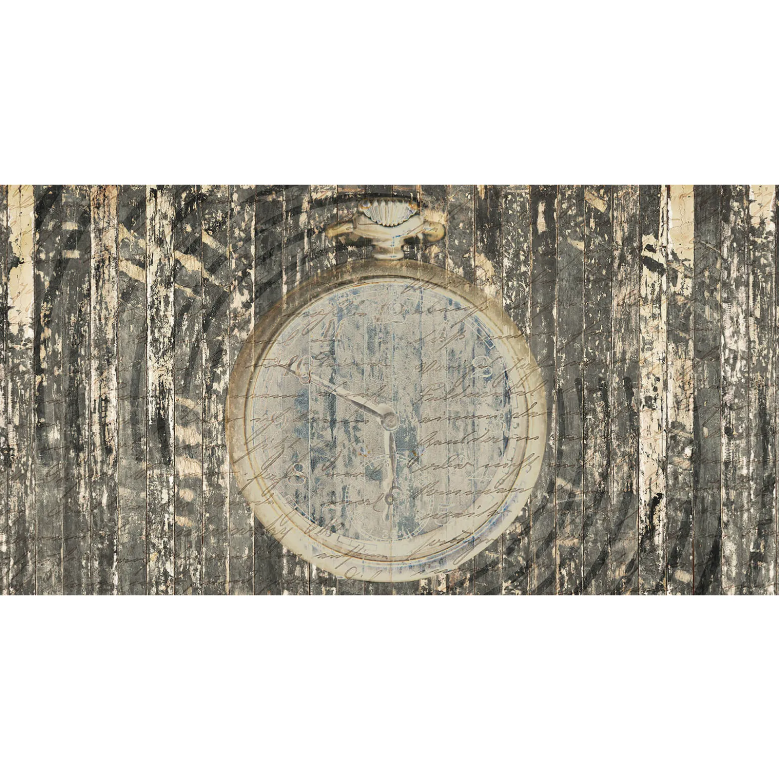 Fototapete Vlies Holz Vintage Uhr Schrift beige