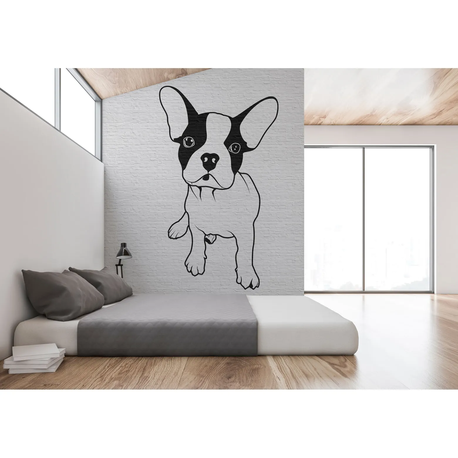 Fototapete Vlies Hund Mauer Tattoo grau Premium
