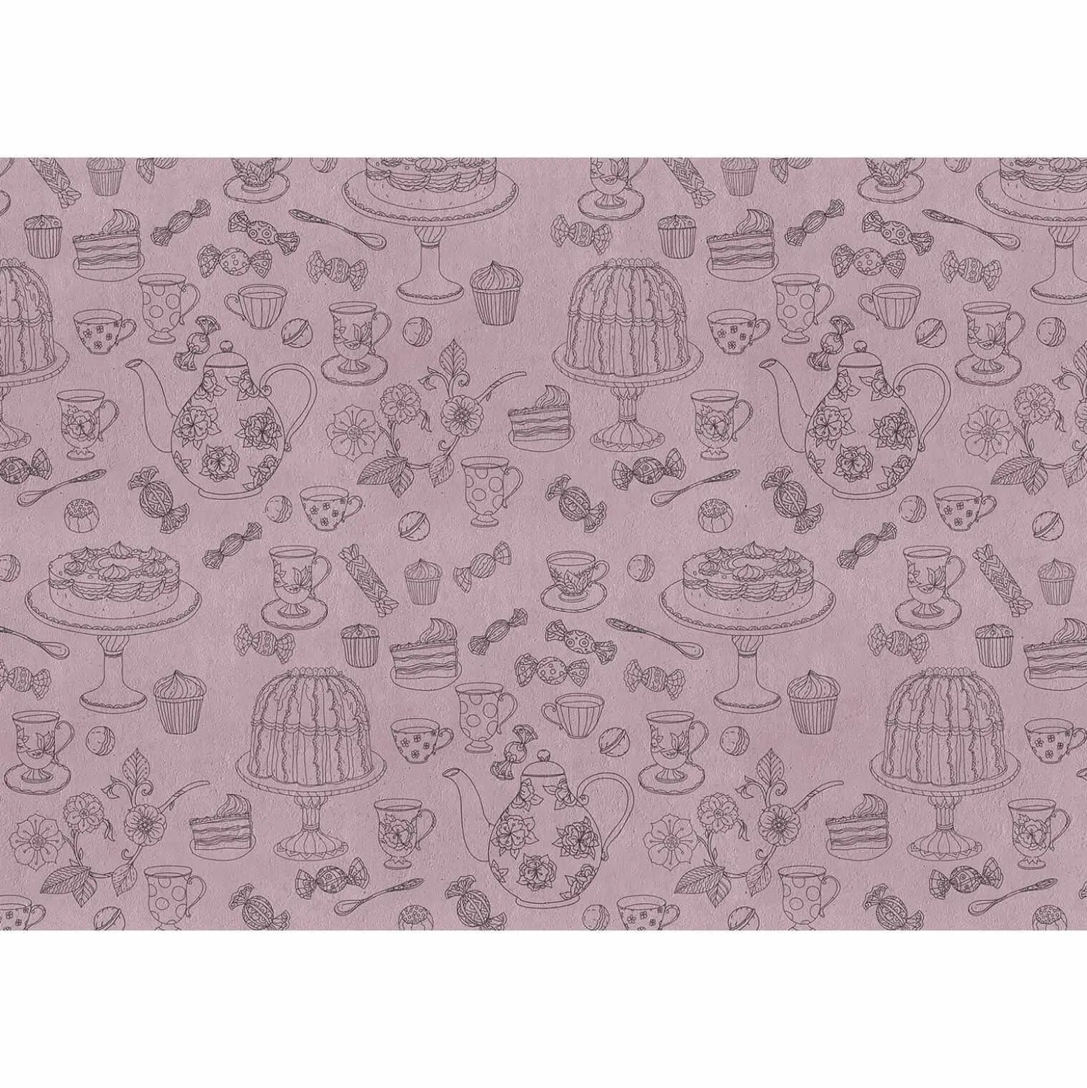Fototapete Vlies Kaffee Kuchen rosa schwarz Premium