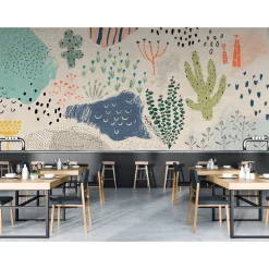 Fototapete Vlies Kakteen Pop Art beige blau Premium