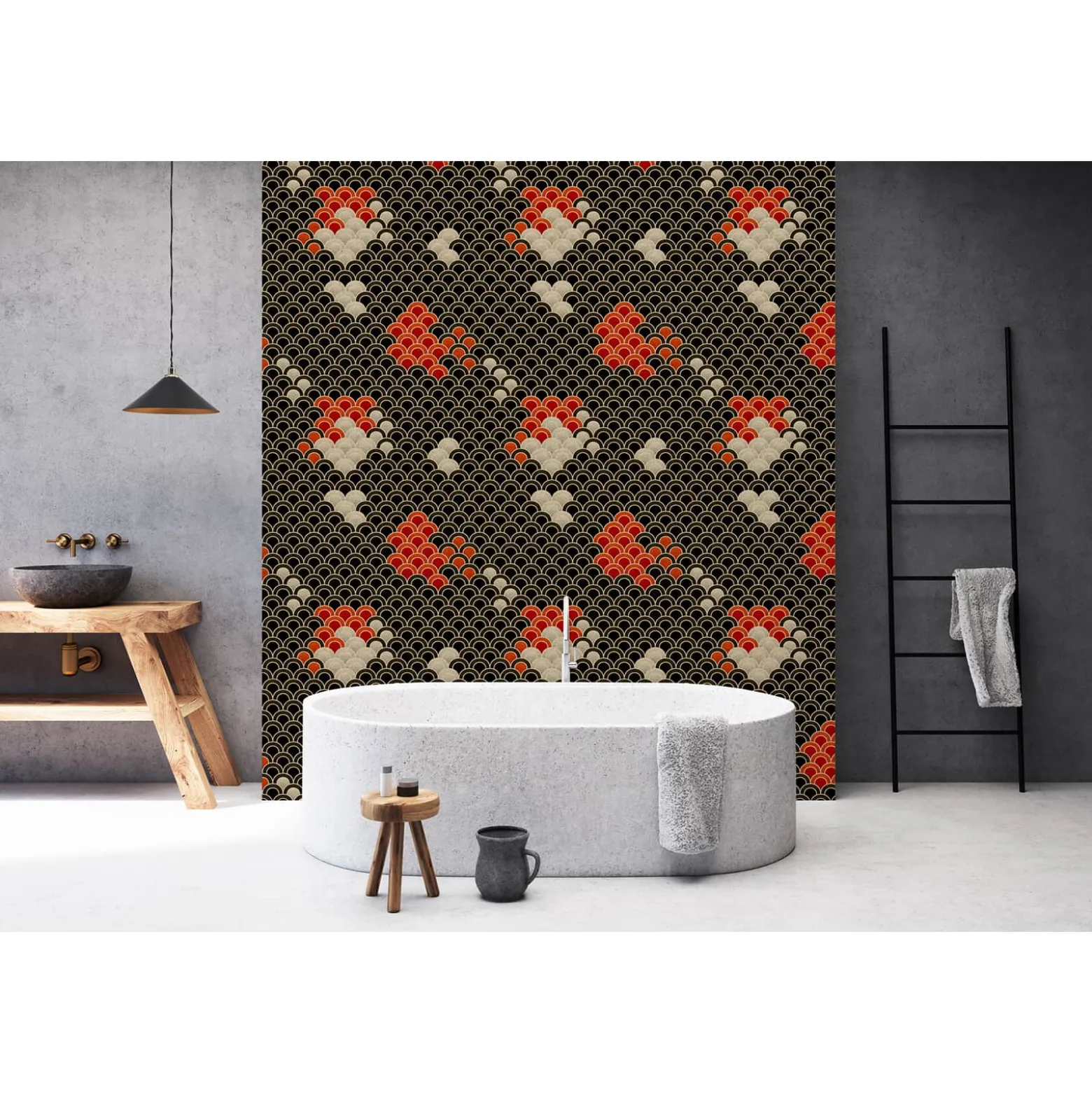Fototapete Vlies Koi Fisch-Schuppen beige rot Premium