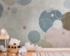 Fototapete Vlies Kreise Punkte Blasen grau blau 38307-1